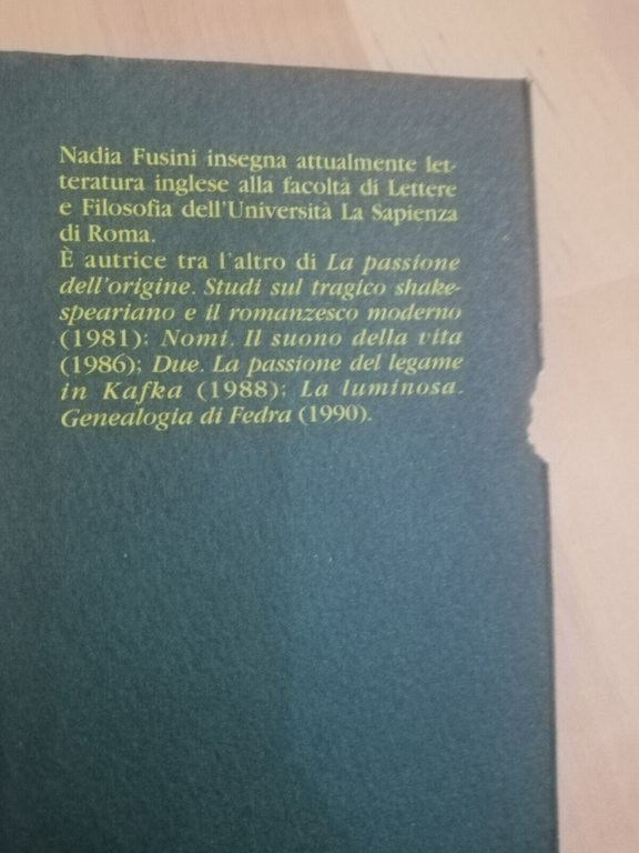 B&B. Beckett & Bacon, Nadia Fusini, Garzanti, 1994, prima edizione