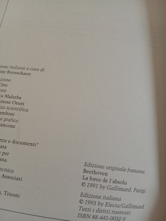 Beethoven, la forza dell'assoluto, Philippe Autexier, elect Gallimard, 1993