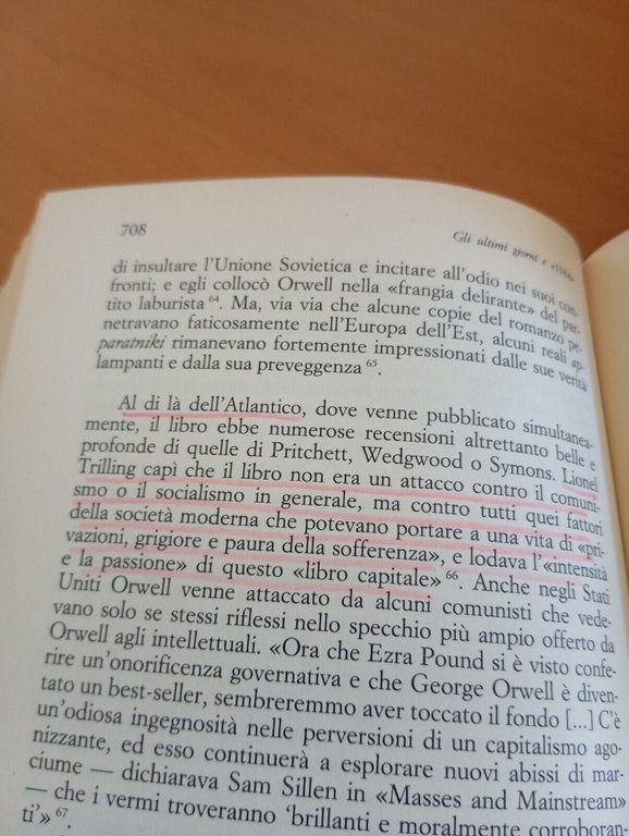 Bernard Crick, George Orwell, Il Mulino, 1991, sottolineato