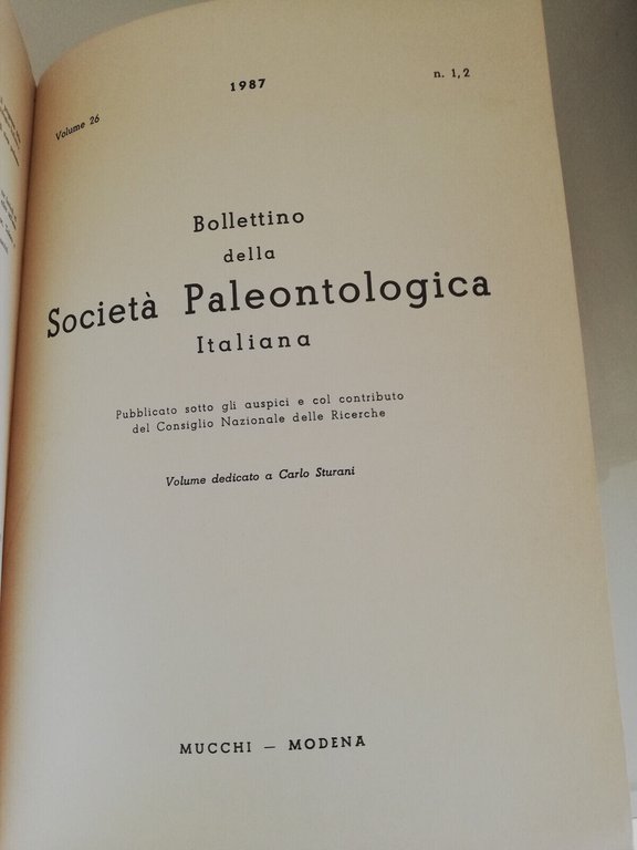 Bollettino della Società Paleontologica Italiana, vol. 26, 1987, Mucchi