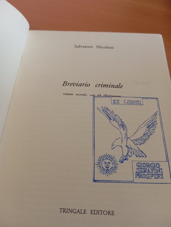 Breviario criminale, 2 due volumi, Salvatore Nicolosi, Tringale, 1988