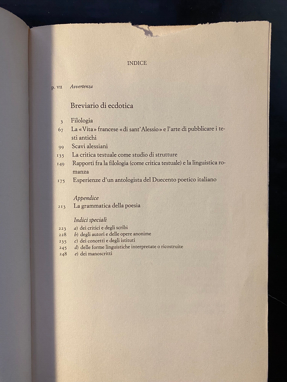 Breviario di Ecdotica, Gianfranco Contini, Einaudi, 1990, Edizione pregiata