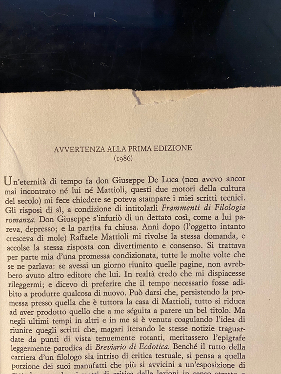 Breviario di Ecdotica, Gianfranco Contini, Einaudi, 1990, Edizione pregiata