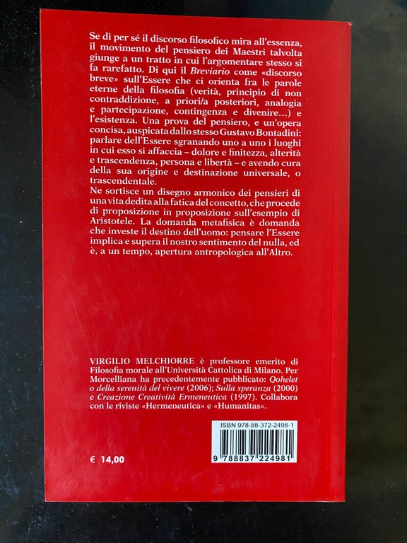 Breviario di metafisica, Virgilio Melchiorre, Morcelliana, 2011