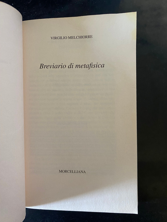 Breviario di metafisica, Virgilio Melchiorre, Morcelliana, 2011