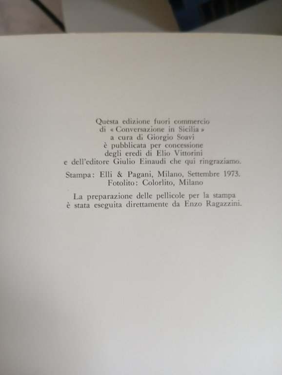 Conversazione in Sicilia, Elio Vittorini, Edizione Olivetti, 1973
