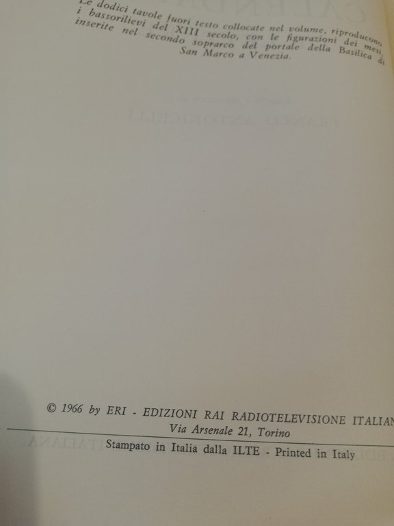 Calendario di letture, Franco Antonicelli, 1966, ERI, bel cofanetto