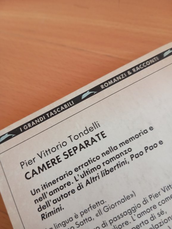Camere separate, Pier Vittorio Tondelli, Bompiani, 1993