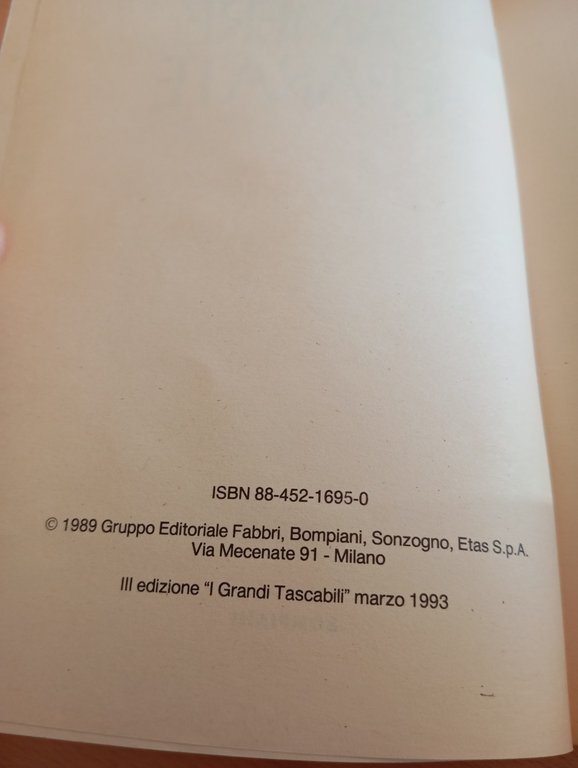 Camere separate, Pier Vittorio Tondelli, Bompiani, 1993
