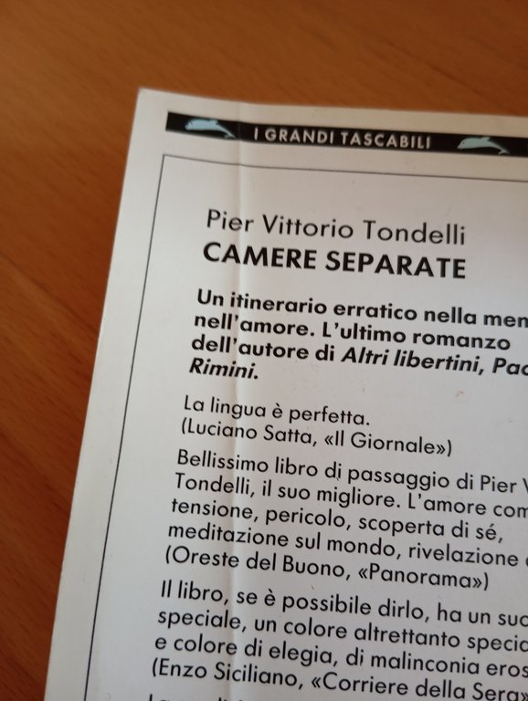 Camere separate, Pier Vittorio Tondelli, Bompiani, 1998 | Immagine Gallery 4