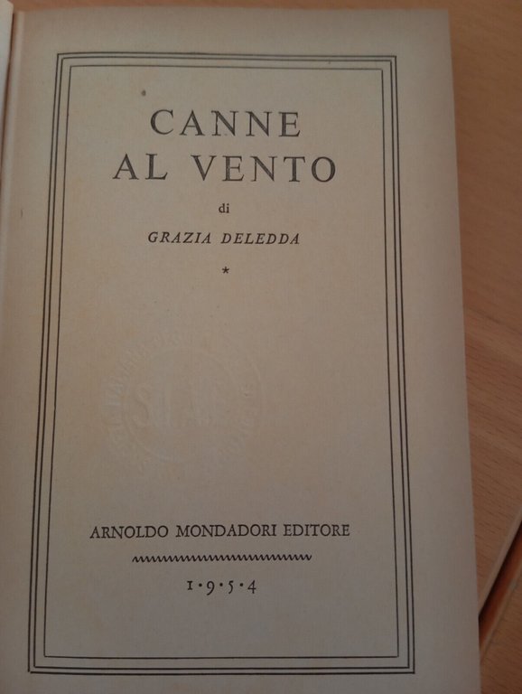 Canne al vento, Grazia Deledda, BMM Mondadori, 1954