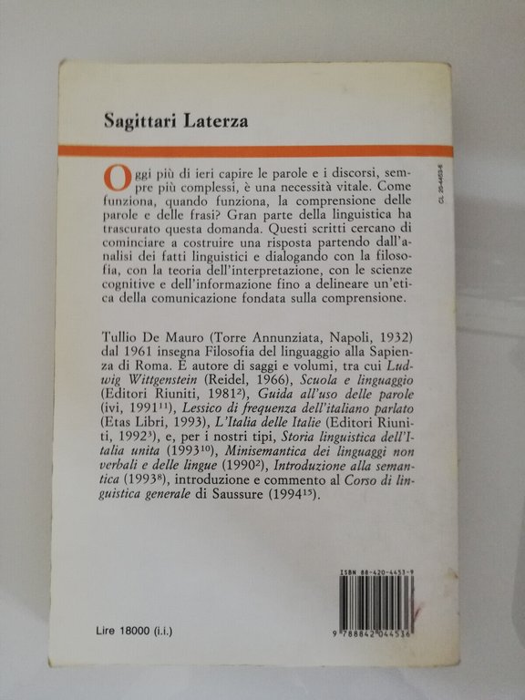 Capire le parole, Tullio De Mauro, 1994, Laterza, prima edizione