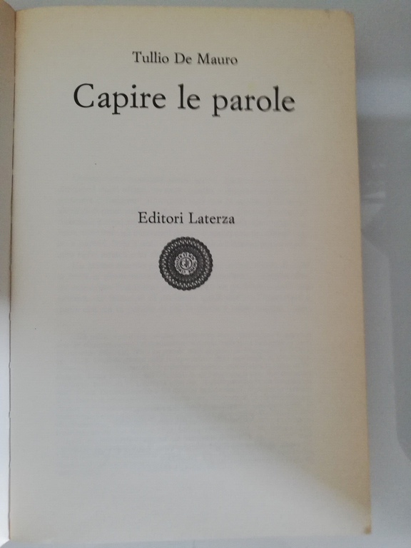 Capire le parole, Tullio De Mauro, 1994, Laterza, prima edizione