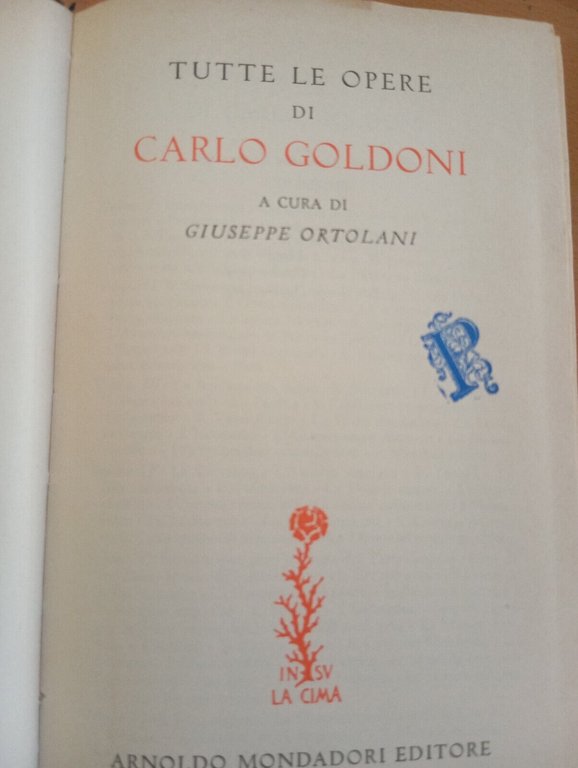 Carlo Goldoni, Opere volume II, secondo, 2, Mondadori, 1959