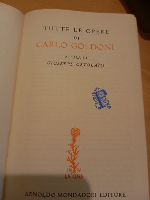 Carlo Goldoni, Opere volume III, terzo, 3, Mondadori, 1969