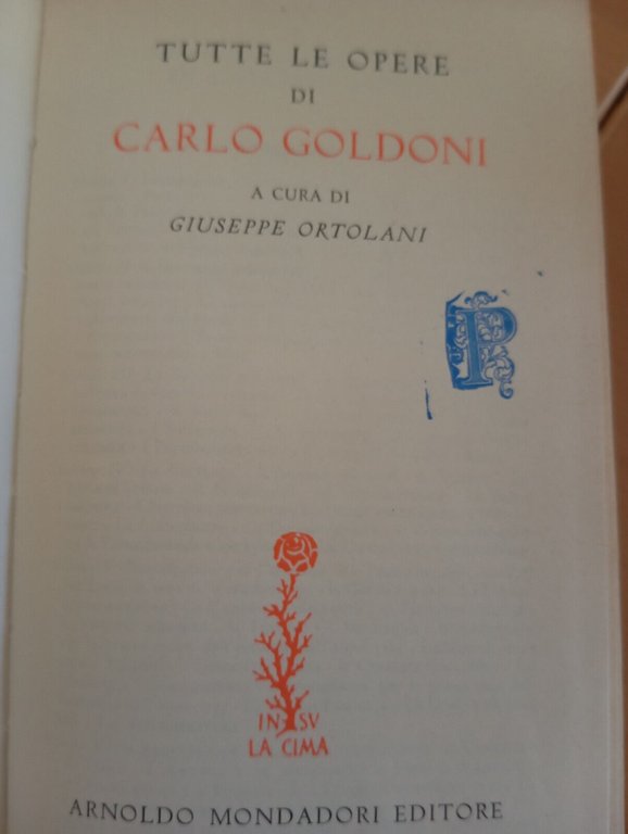 Carlo Goldoni, Opere volume V quinto 5, Mondadori, 1959