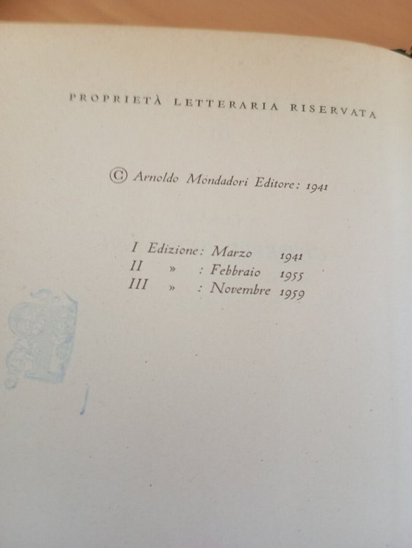 Carlo Goldoni, Opere volume V quinto 5, Mondadori, 1959