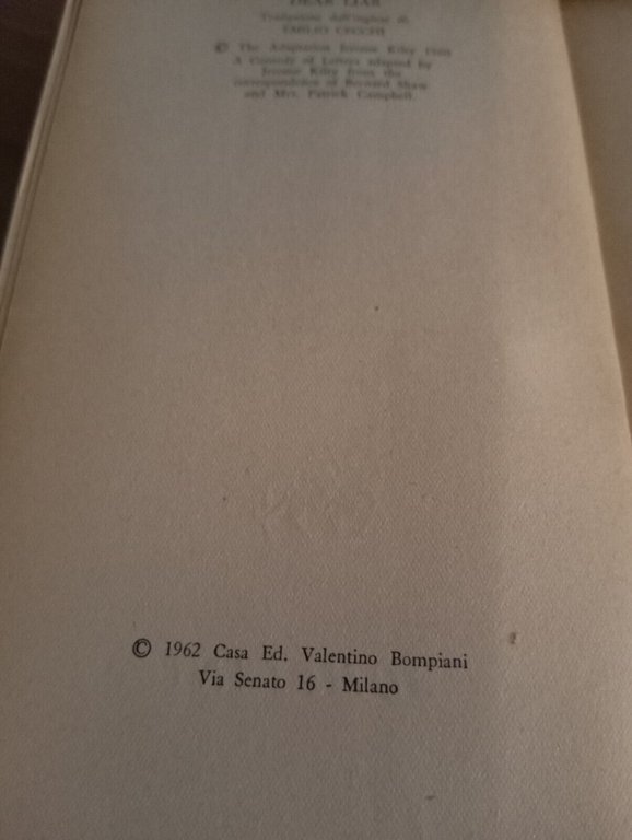 Caro bugiardo, Jerome Kilty, Bompiani, 1962