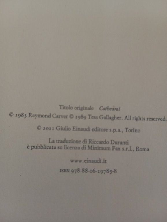 Cattedrale, Raymond Carver, Einaudi, 2011