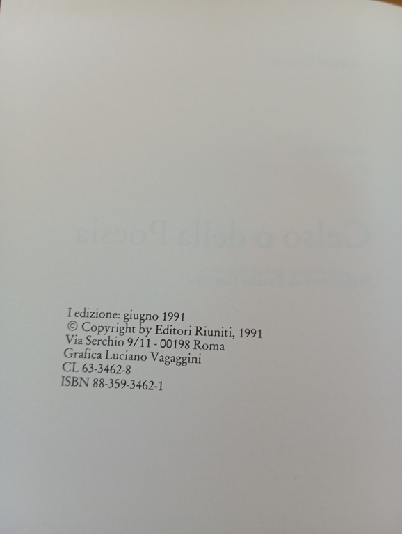 Celso o della poesia, Cesare Brandi, Editori Riuniti, 1991 | Immagine Gallery 10