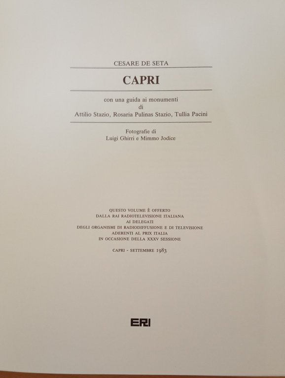 Luigi Ghirri, Mimmo Jodice, Capri, Cesare De Seta, ERI 1983, … | Immagine Gallery 11
