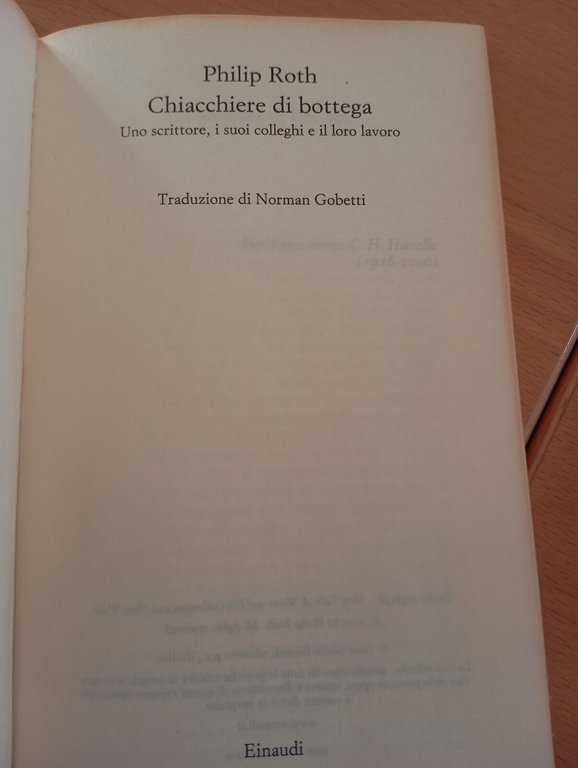 Chiacchiere di bottega, Philip Roth, Einaudi, 2004, Fuori catalogo