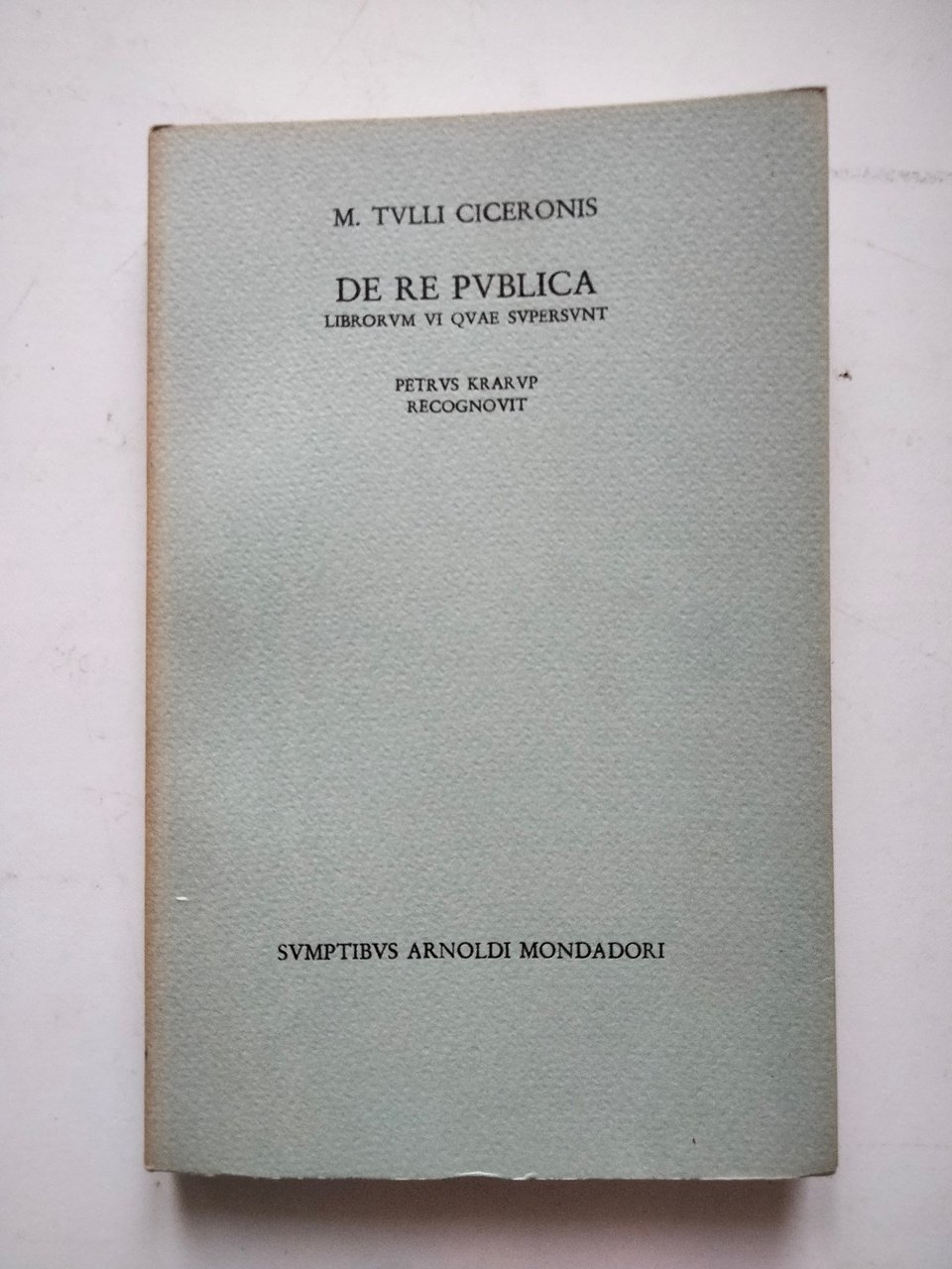 Ciceronis, De Re Publica, in latino, Mondadori, 1967 | Immagine principale