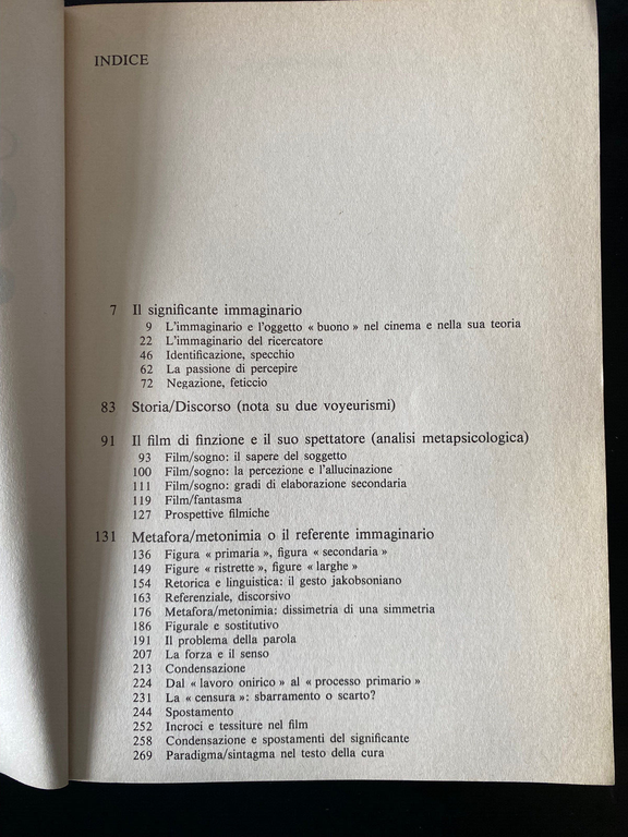 Cinema e psicanalisi Il significante immaginario, Christian Metz, Marsilio, 1980