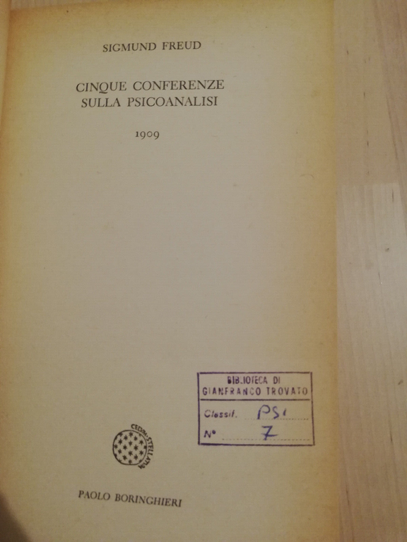 Cinque conferenze sulla psicoanalisi, Sigmund Freud, 1977, Boringhieri