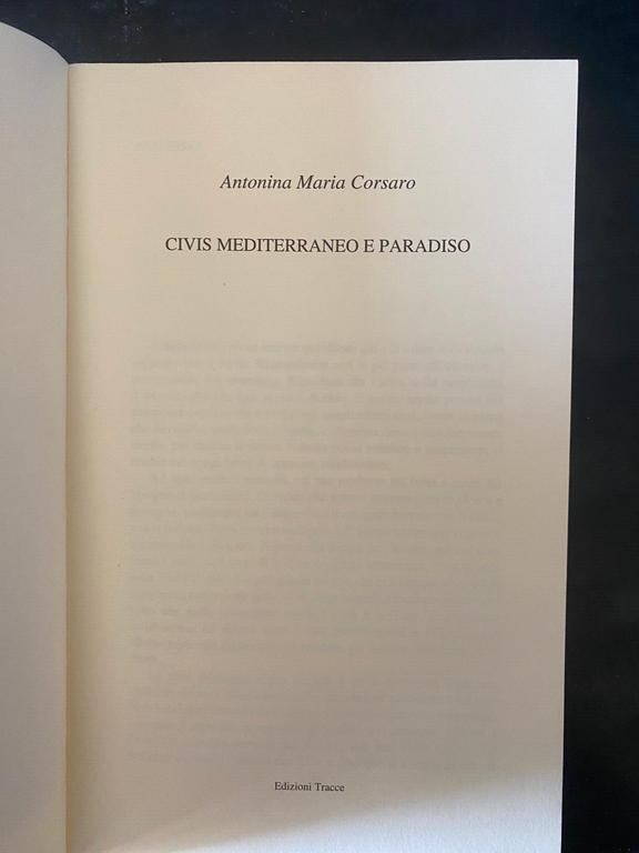 Civis mediterraneo e paradiso, Antonia maria Corsaro, Edizioni Tracce, 1994