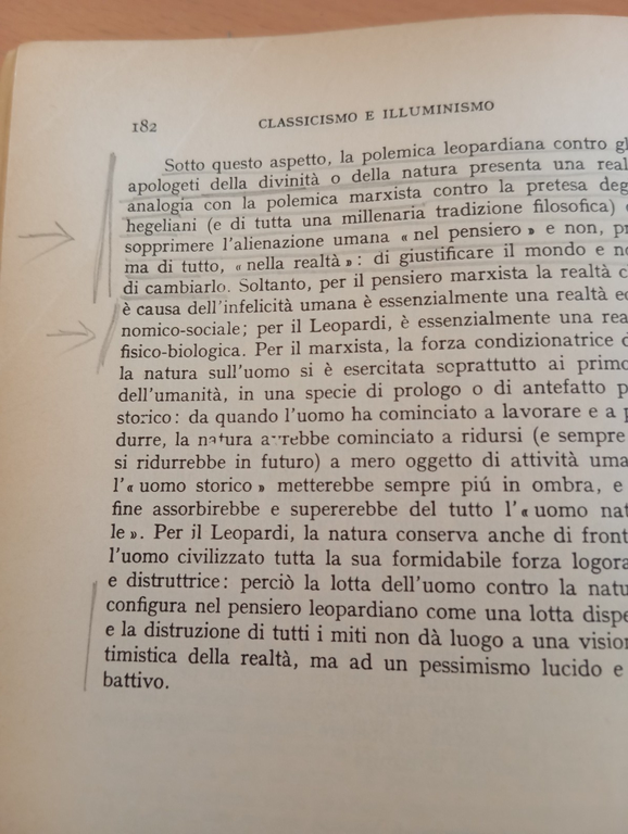 Classicismo e Illuminismo nell'Ottocento italiano, Sebastiano Timpanaro, 1969