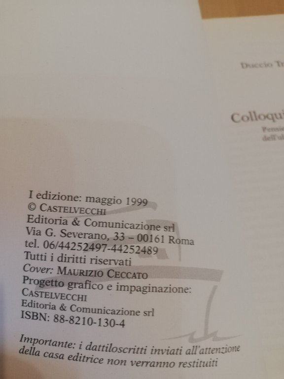 Colloqui con Foucault, Duccio Trombadori, Castelvecchi, 1999, prima ed.