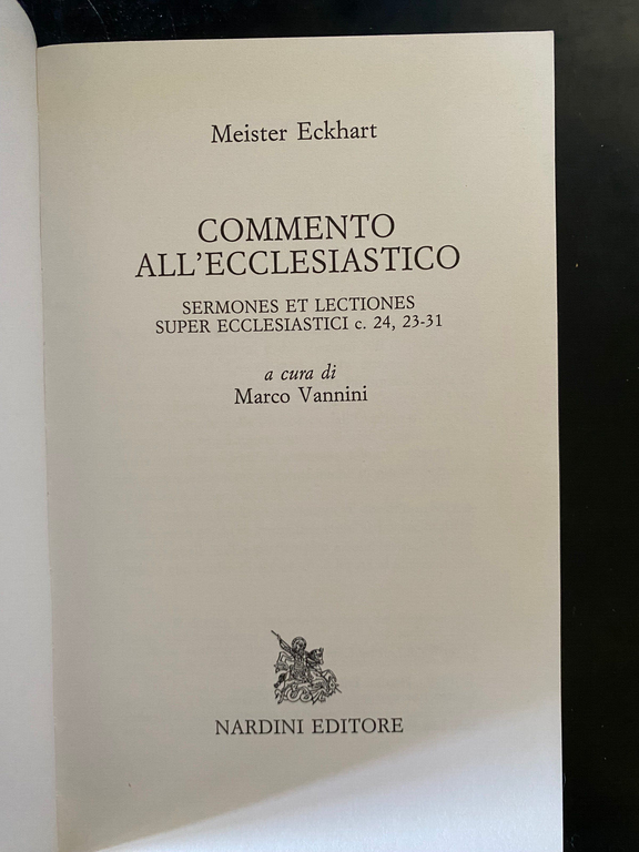 Commento all'Ecclesiastico, Meister Eckhart, Nardini Editore, 1990