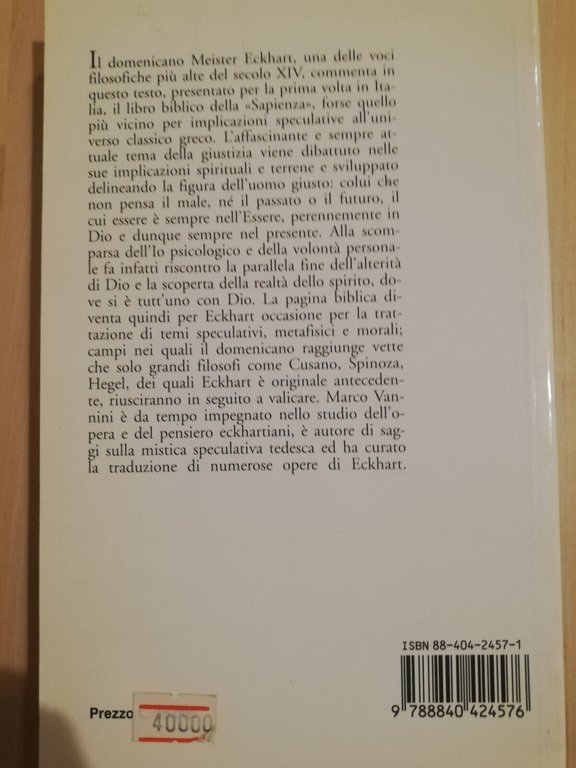 Commento alla sapienza, Meister Eckhart, 1994, Nardini