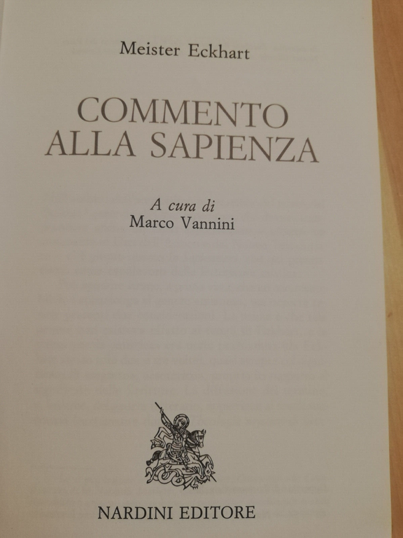 Commento alla sapienza, Meister Eckhart, 1994, Nardini