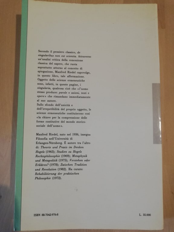 Comprendere o spiegare?, Manfred Riedel, 1989, Guida