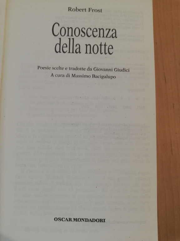 Conoscenza della notte, Robert Frost, 2005, Mondadori