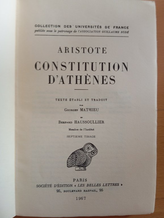 Constitution d'athènes, Aristote, Le belles Lettres, 1967, in francese | Immagine Gallery 6
