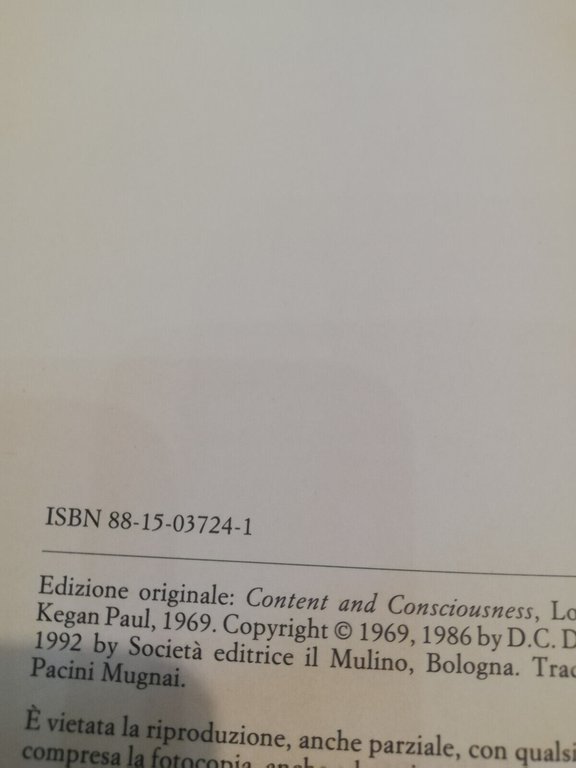 Contenuto e coscienza, Daniel C. Dennett, Il Mulino, 1986