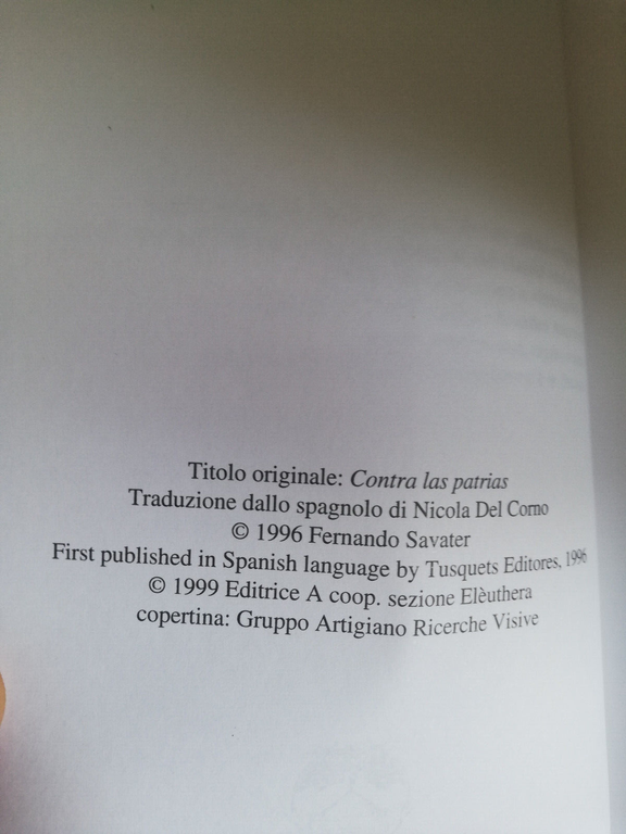 Contro le patrie, Fernando Savater, 1999, Eleuthera, nuovo