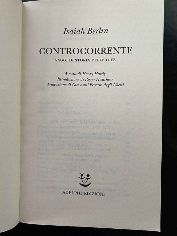 Controcorrente, Isaiah Berlin, 2000, Adelphi