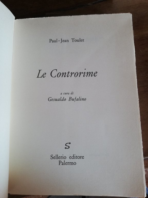 Controrime, Paul-Jean Toulet, 1981, Sellerio, bellissimo