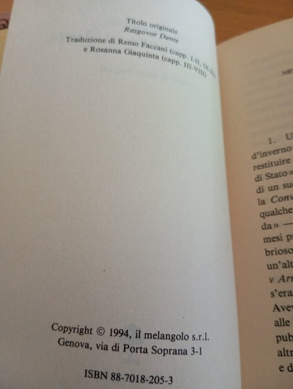Conversazione su Dante, Osip Mandelstam, Il Melengolo, 1994