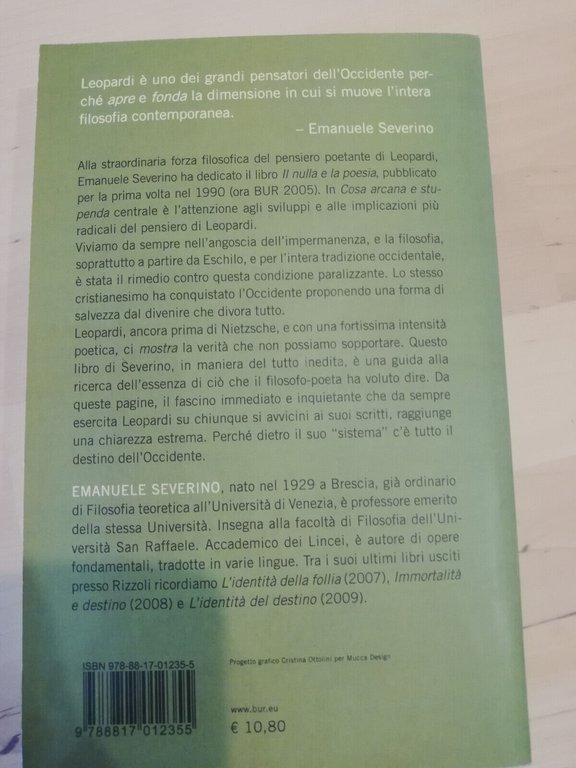 Cosa arcana e stupenda. L'Occidente e Leopardi, Emanuele Severino, Rizzoli, …