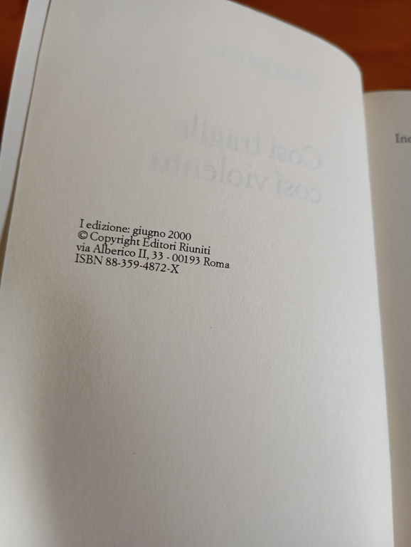 Così fragile così violento, Giuliana Dal Pozzo, Editori Riuniti, 2000