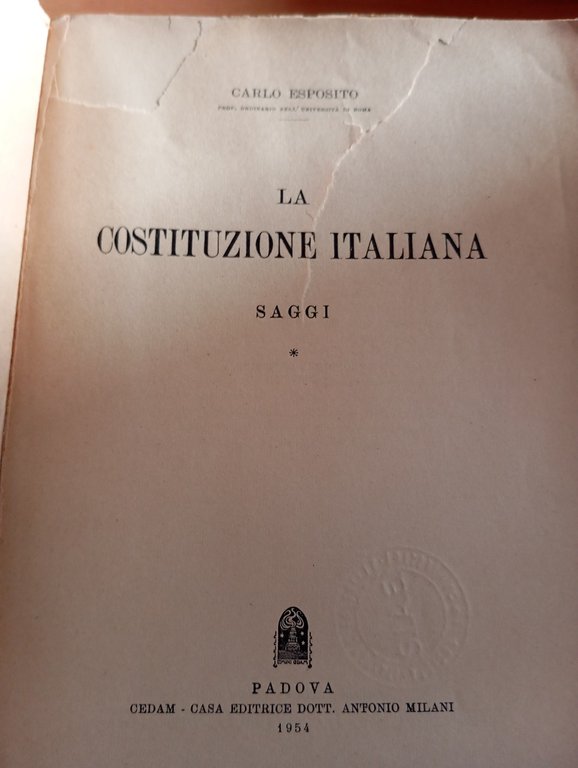 Costituzione italiana, Carlo Esposito, CEDAM, 1954