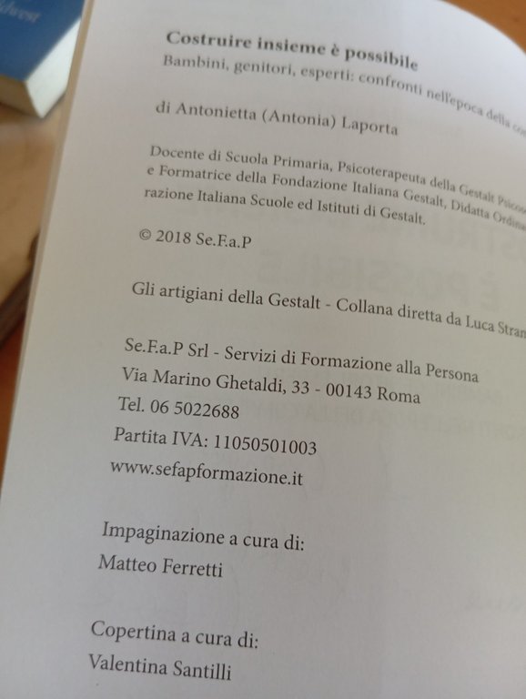 Costruire insieme è possibile, Antonietta Laporta, 2018