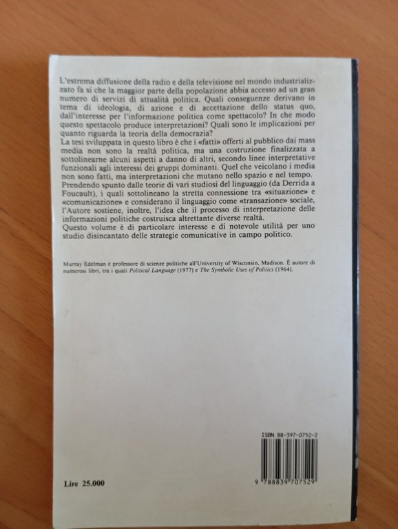 Costruire lo spettacolo politico, Murray Edelman, Nuova ERI, 1992, molto … | Immagine Gallery 3