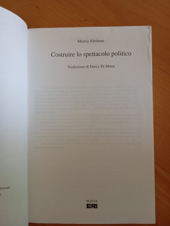 Costruire lo spettacolo politico, Murray Edelman, Nuova ERI, 1992, molto … | Immagine Gallery 4