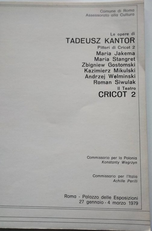 Cricot 2, Tadeusz Kantor Palazzo delle esposizioni Roma, 1979
